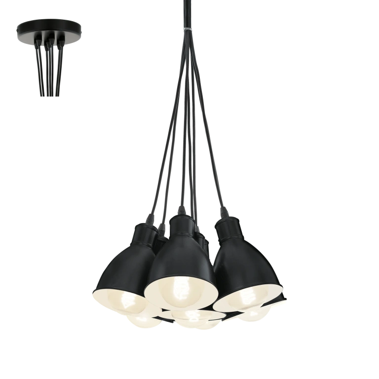 Метален полилей, black, eglo, priddy, 7x60w, 49467 