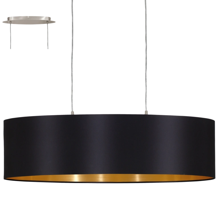 Текстилен полилей, black, eglo, maserlo, 2x60w, 31611