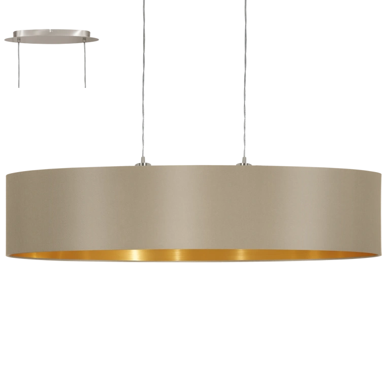 Текстилен полилей, taupe, eglo, maserlo, 2x60w, 31618