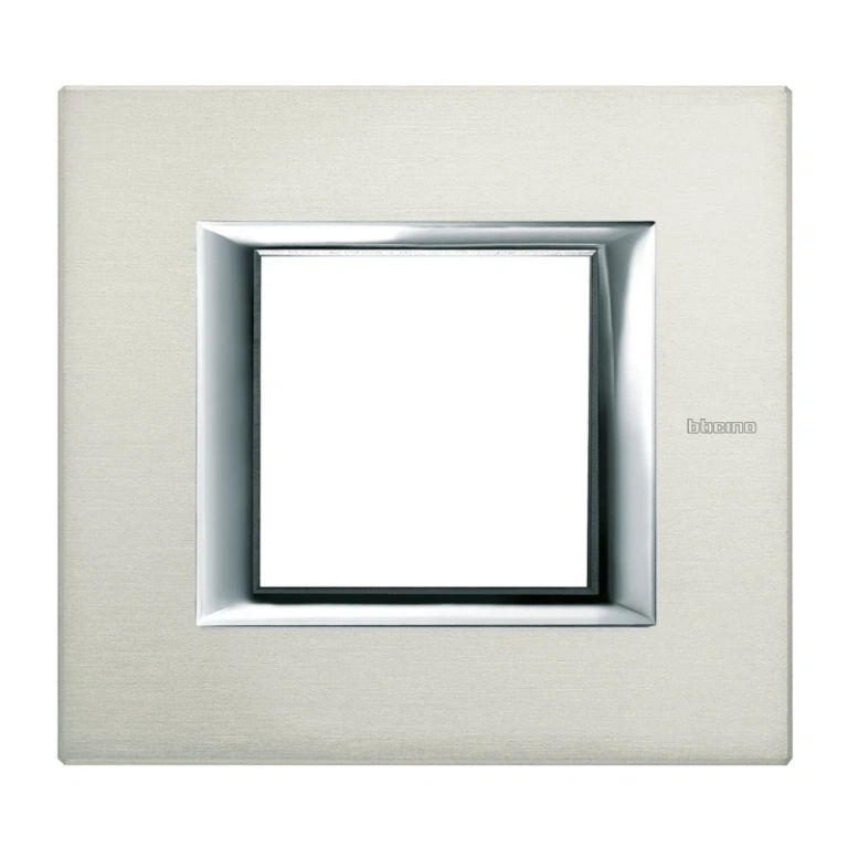 Pvc рамка, brushed aluminium, bticino, axolute, ha4802xc