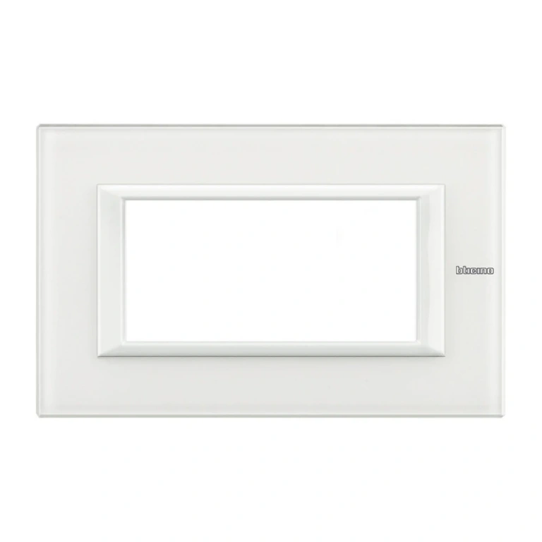 Стъклена четиримодулна рамка, white glass, bticino, axolute, ha4804vbb 