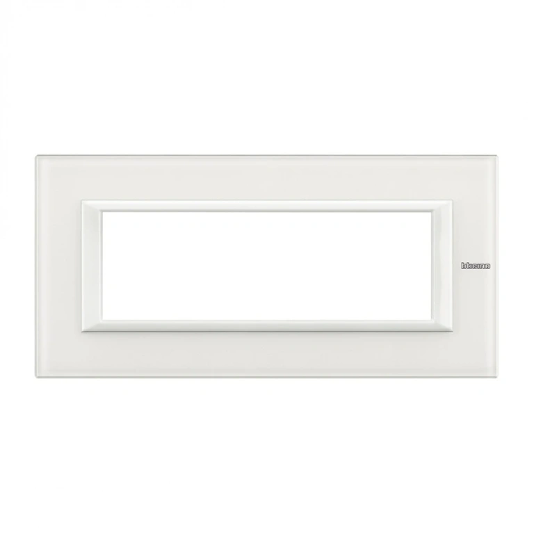 Стъклена шестмодулна рамка, white glass, bticino, axolute, ha4806vbb