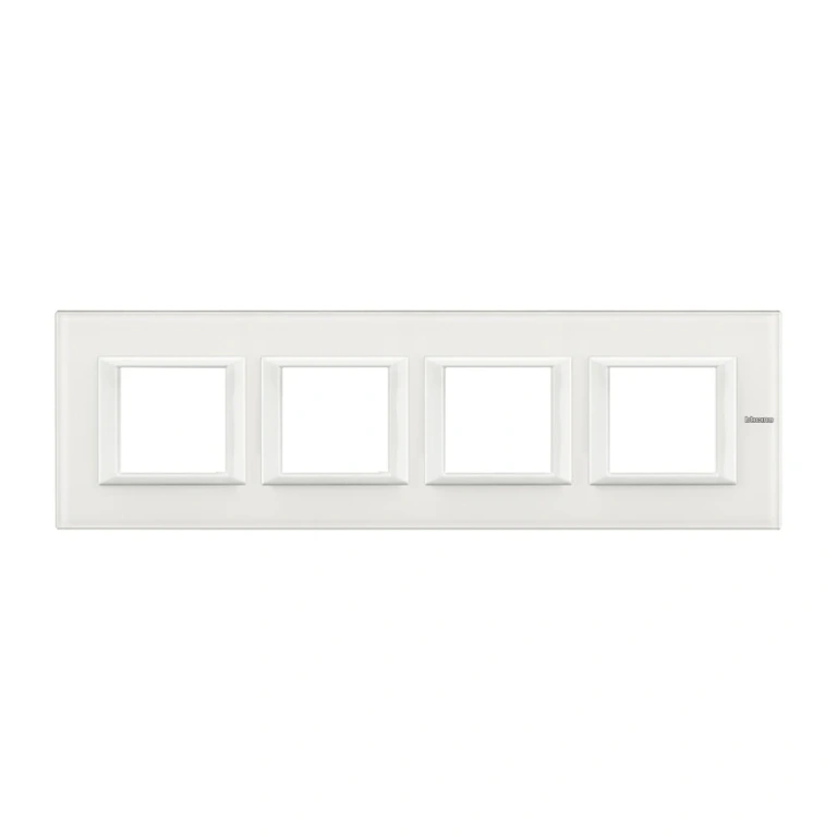 Стъклена четворна рамка, white glass, bticino, axolute, ha4802m4hvbb  