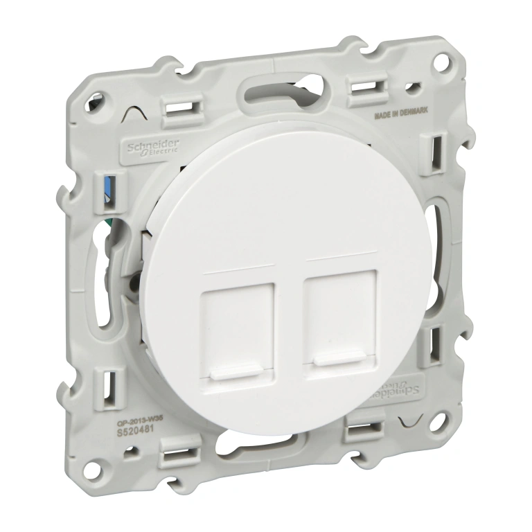 Розетка двойна 2хrj45 cat.6, бяла, schneider, odace, s520486