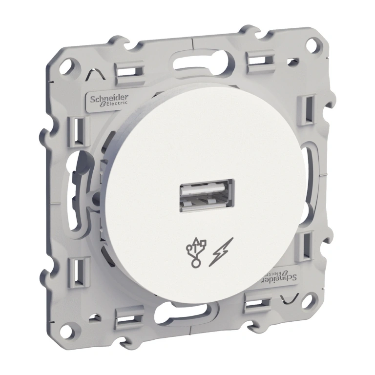 usb контакт, бял, schneider, odace, s520408