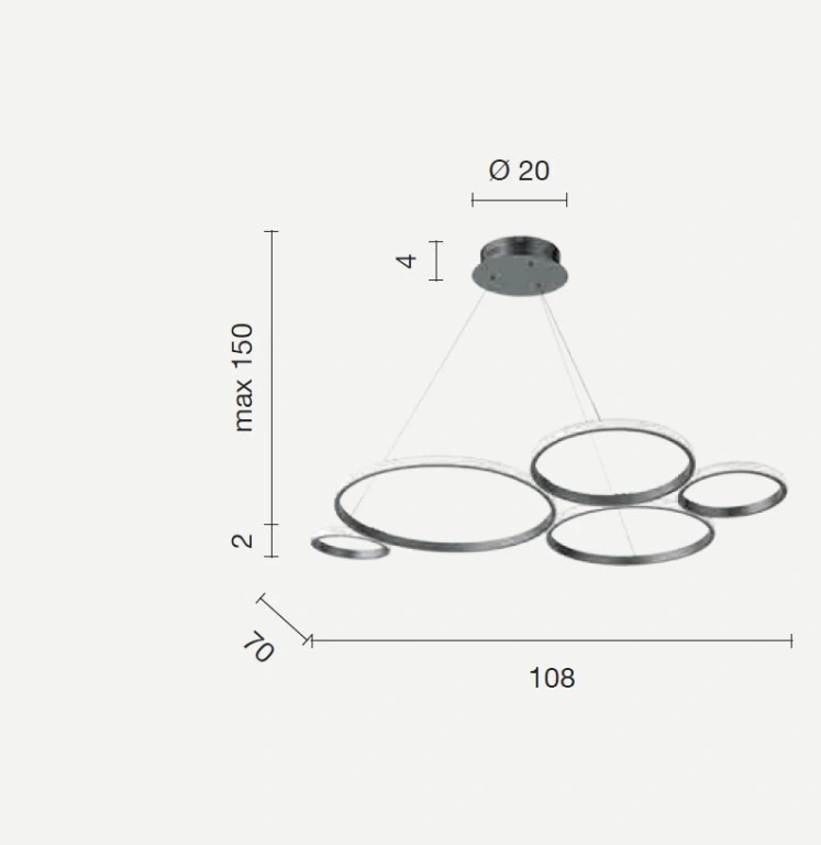 Полилей pois, silver, ondaluce, led 60w, 4000k, 5980lm, SO.POIS/SILVER4000K