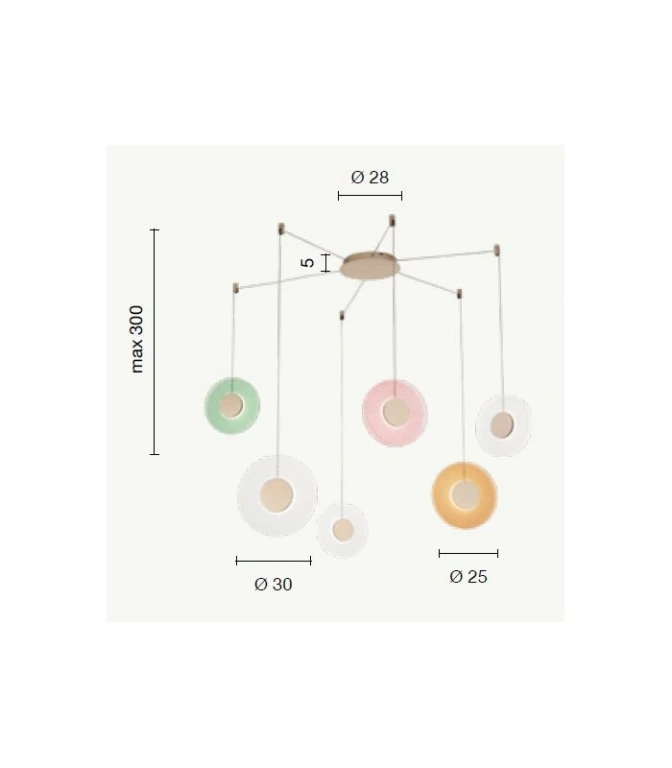 Полилей candy, multicolor, ondaluce, led 40w, 3000k, 4000lm, SO.CANDY/RG.6