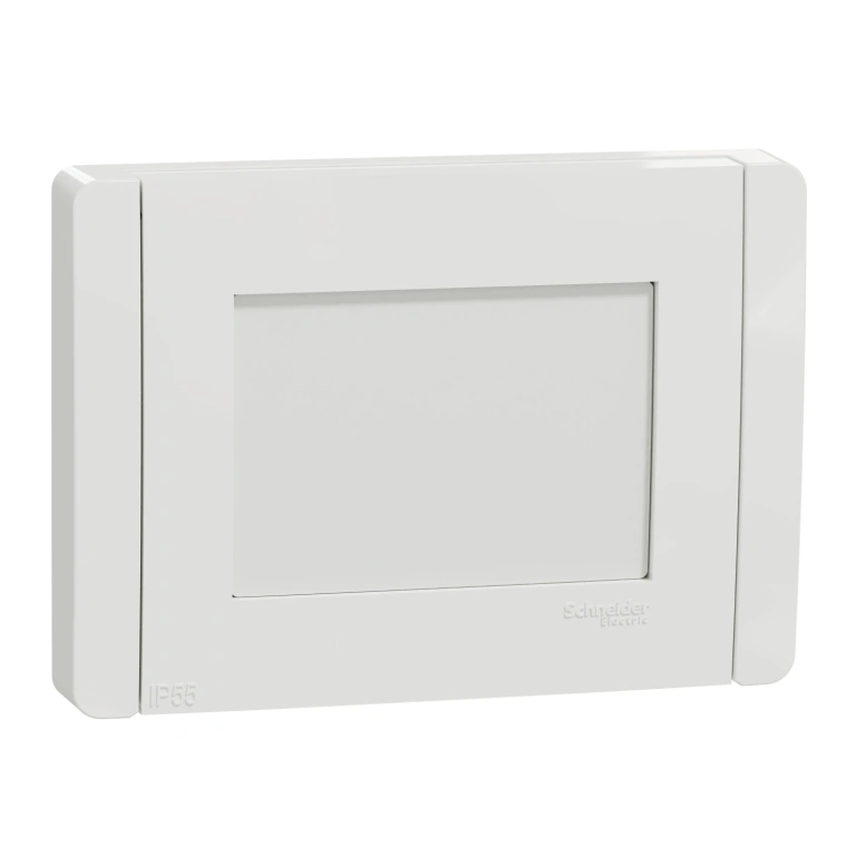 Декоративна рамка за правоъгълни конзоли, 3 модулна, бяла, IP55, unica new, schneider, nu055318