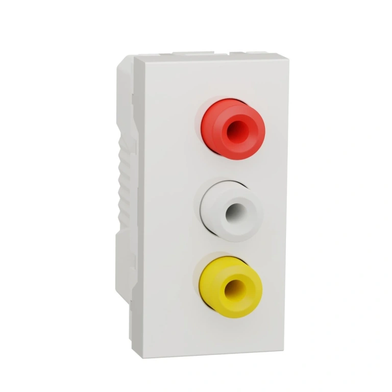 розетка конектор 3rca, женски, едномодулна, бял, unica new, schneider, nu343118