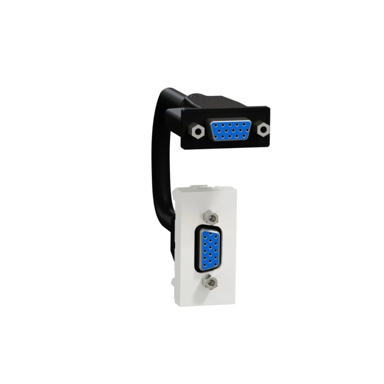 Hd15 розетка, женски, едномодулна, бял, vga, unica new, schneider, nu343218