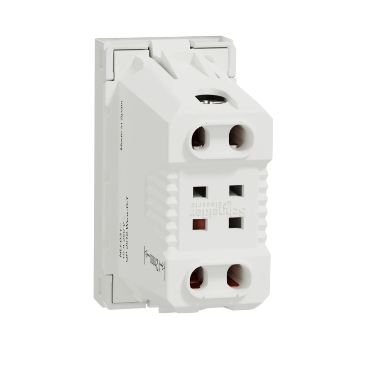 Контакт с детска защита, едномодулен, бял, 10А, unica new, schneider, nu303118