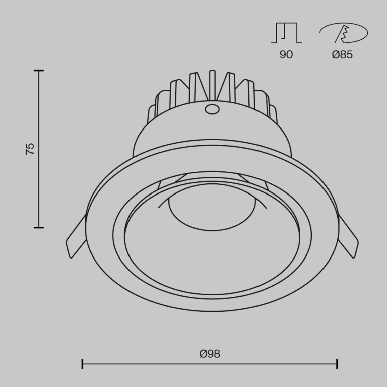 Луна Yin, black, maytoni, led 12w, 4000k, 830lm, dl031-l12w4k-b