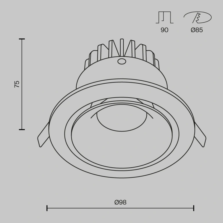 Луна Yin, black, maytoni, led 12w, 3000k, 790lm, dl031-2-l12b