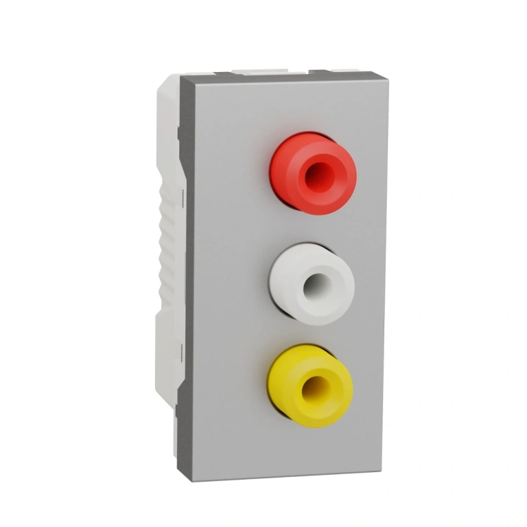 розетка конектор 3rca, женски, едномодулна, алуминий, unica new, schneider, NU343130