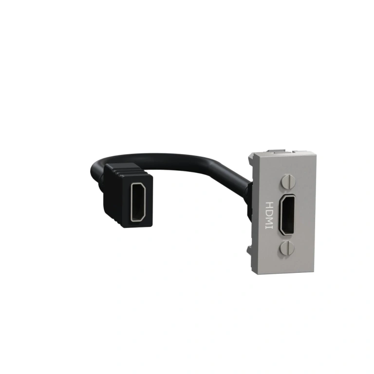 розетка hdmi, едномодулна, алуминий, unica new, schneider, NU343030