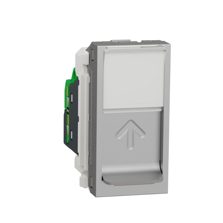 интернет розетка rj45,  едномодулна, кат. 6, ftp, алуминий, unica new, schneider, NU344730