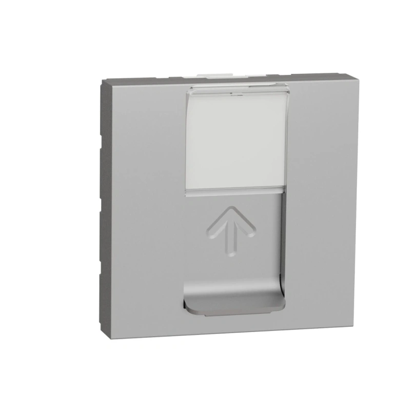Интернет розетка rj45, двумодулна, кат. 5e, stp, алуминий, unica new, schneider, NU341330