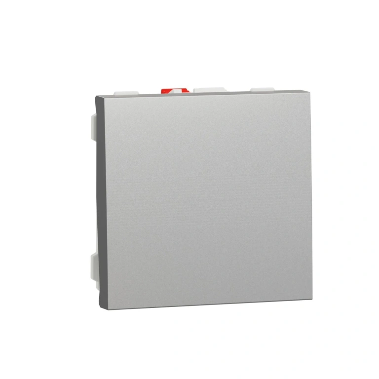 бутон със символ осветление, сх.1, двумодулен, алуминий, 10A, unica new, schneider NU320630L