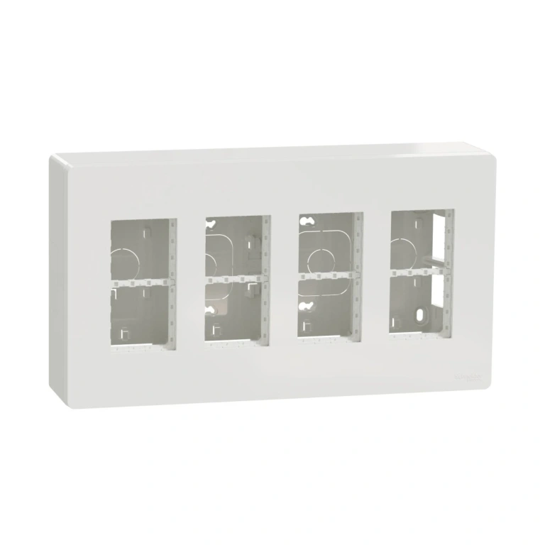 кутия за открит монтаж, бяла, 4 колони x 4 модула, unica new, schneider, NU124418