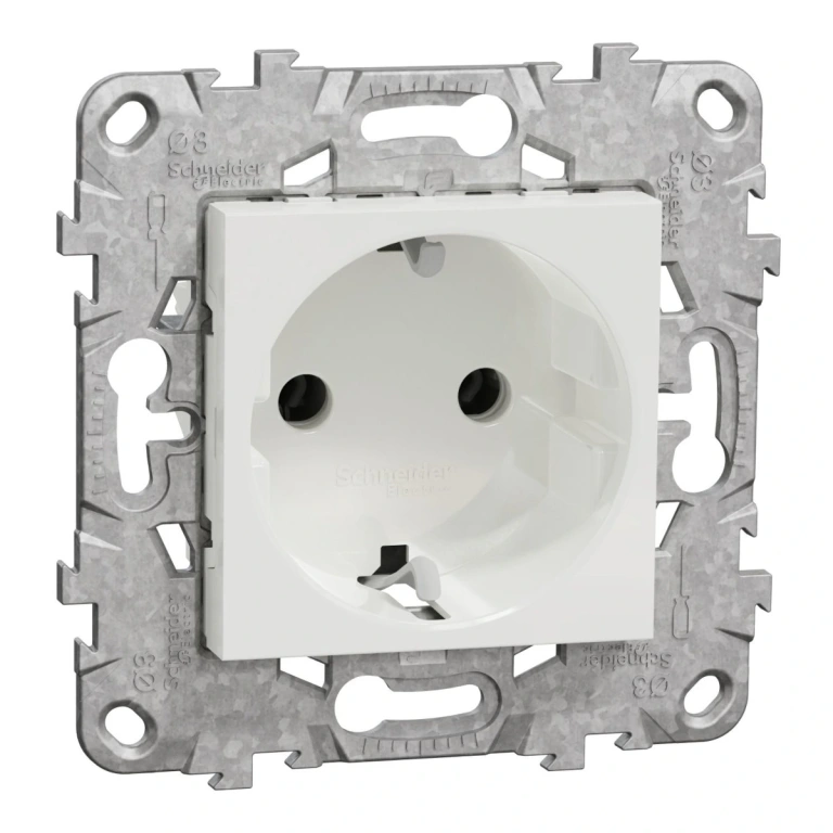 Контакт, бял, 16 A - 250 V, unica new, schneider, NU503618