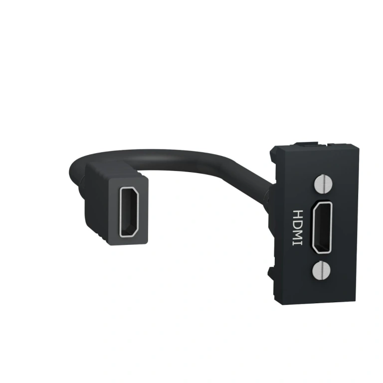 Розетка hdmi, едномодулна, антрацит, unica new, schneider, NU343054