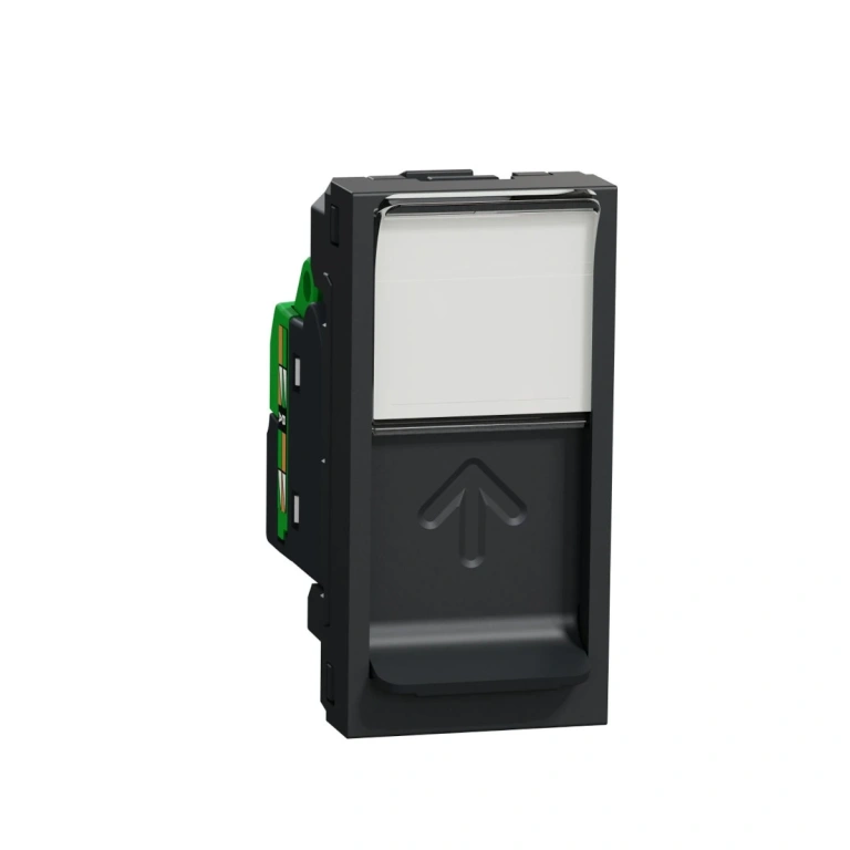 интернет розетка rj45,  едномодулна, кат. 6, ftp, антрацит, unica new, schneider, NU344754