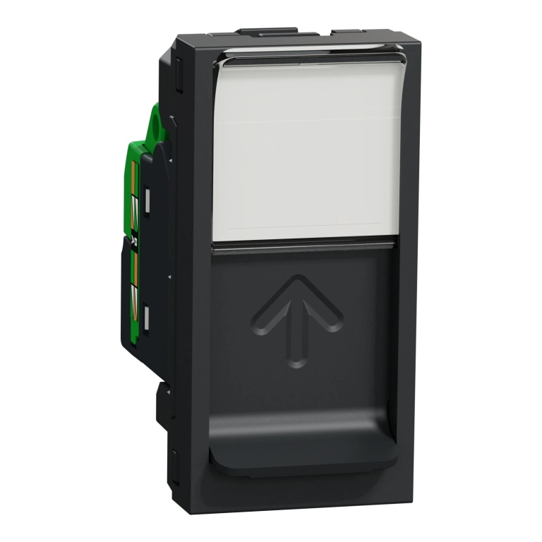 интернет розетка rj45, едномодулна, кат. 5е, utp, антрацит, unica new, schneider, NU341054