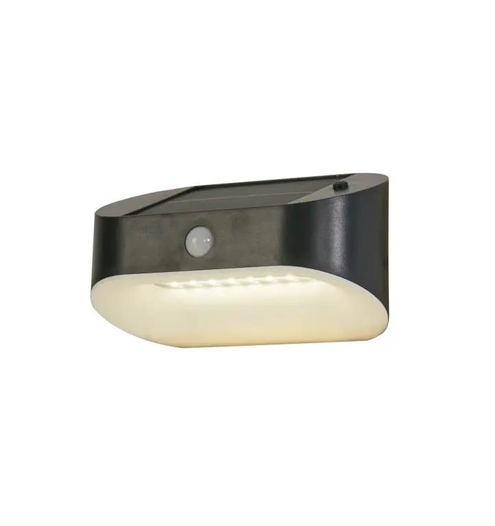 Соларен аплик със сензор за движение, solar, черен, searchlight, led 1.2w, 3000k, 120lm, 67421bk-pir