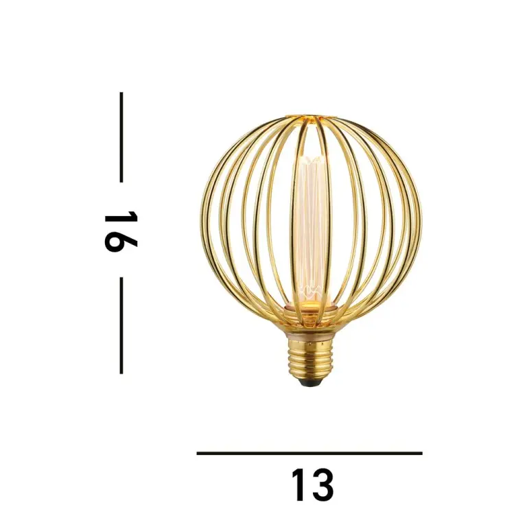 Led лампа 3.5w wire, e27, злато, searchlight, топла светлина, 1800k, 120lm, 16004go