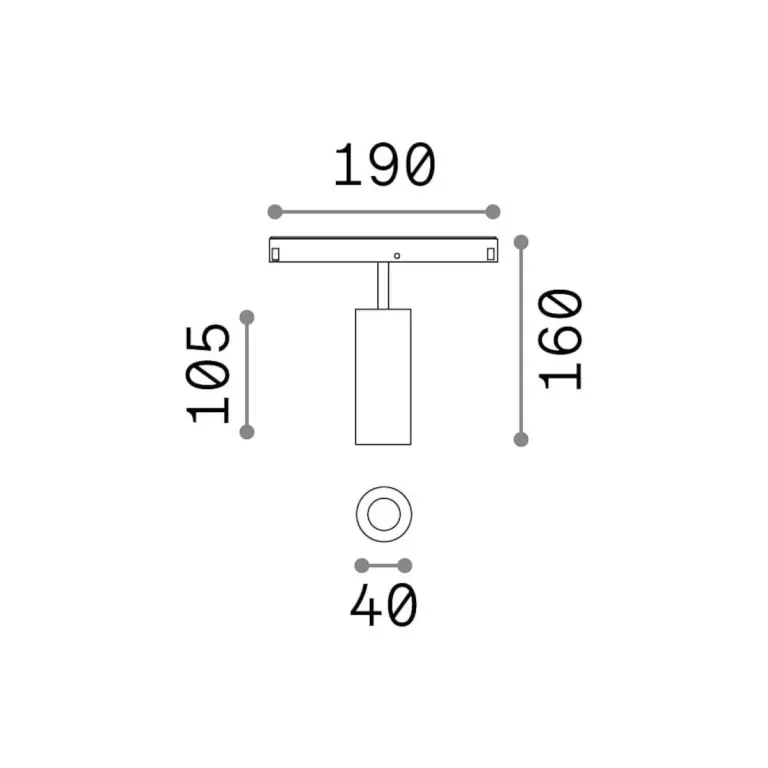 Ego track single 12w 3000k on-off bk