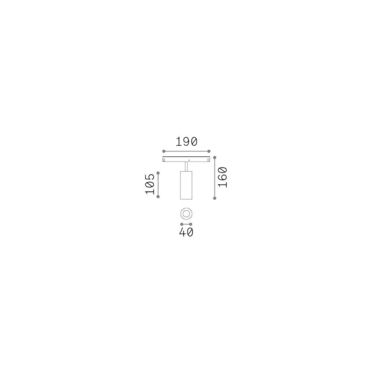 Спот за шина ego track single black, ideal lux, dali, led 12w, 3000k, 1200lm, 286433