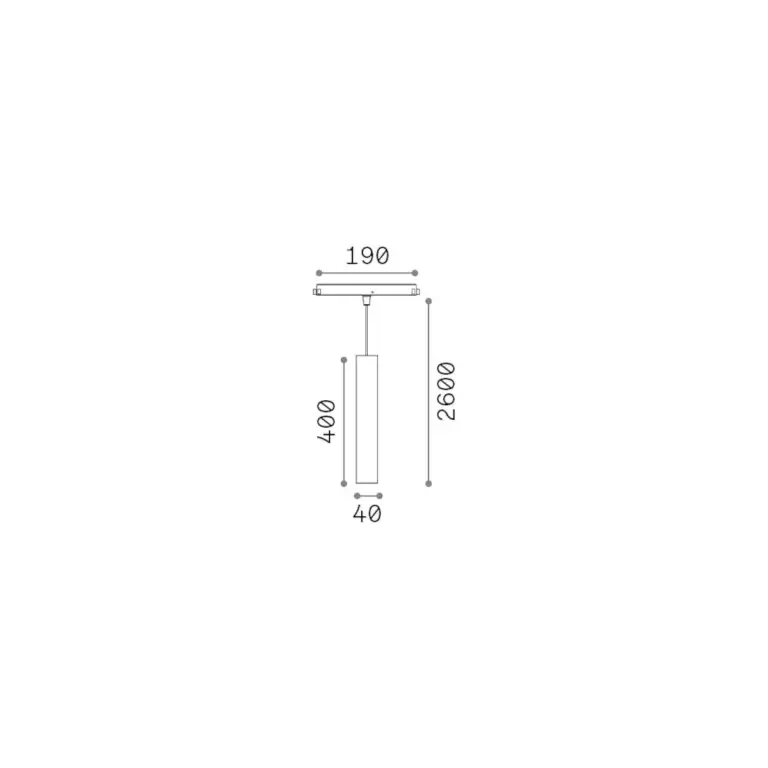 Пендел за магнитна релса ego pendant tube 12w 3000k dali bk, black, ideal lux, led 12w, 3000k, 1100lm, 286310