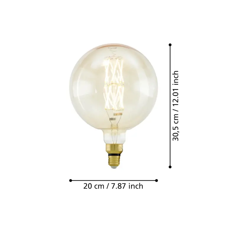 Led лампа 8w - димируема, топла светлина, eglo, e27-led-g200, 806lm, 2100k, 110112