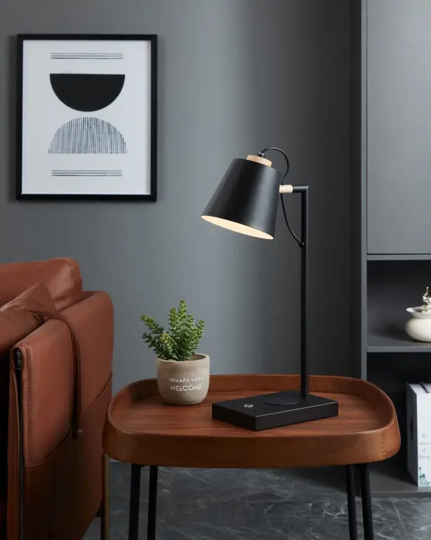 Настолна лампа lacey-qi , черен, eglo, led 5,5w, 720lm, 3000K, 900626