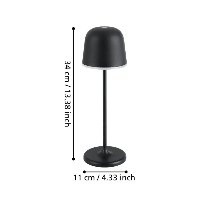 Настолна лампа mannera, черен, eglo, led с USB 1x2,2W, 200lm, 3000K, IP54, 900457