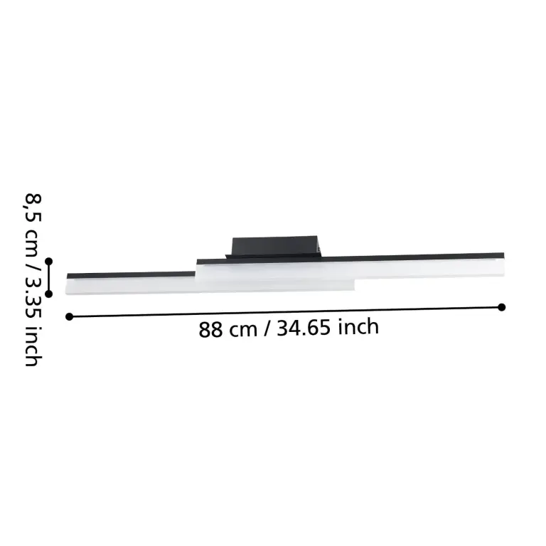 Плафон/аплик palmital, черен, eglo, led 2x11w, 2700lm, 3000K, IP44, 900844