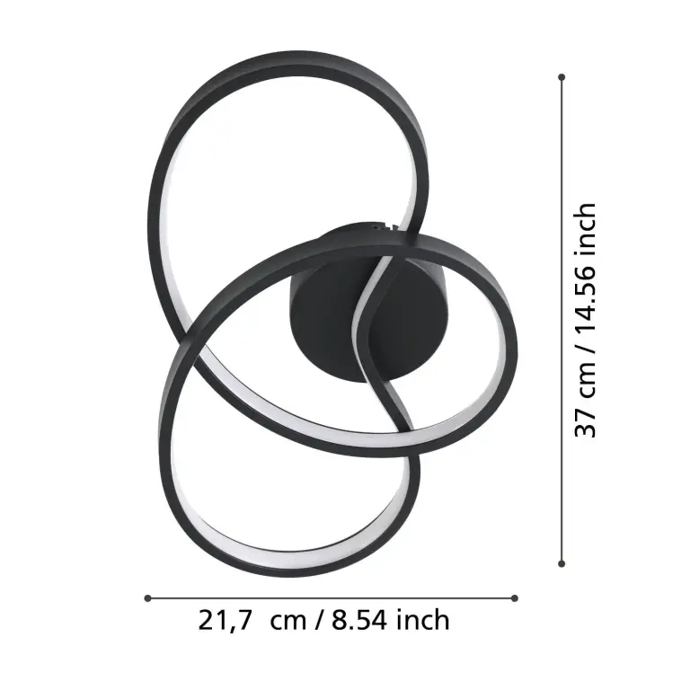 АП LED 12W 1100lm 3000K 365Х240Х100 черно 'GIANELLA'