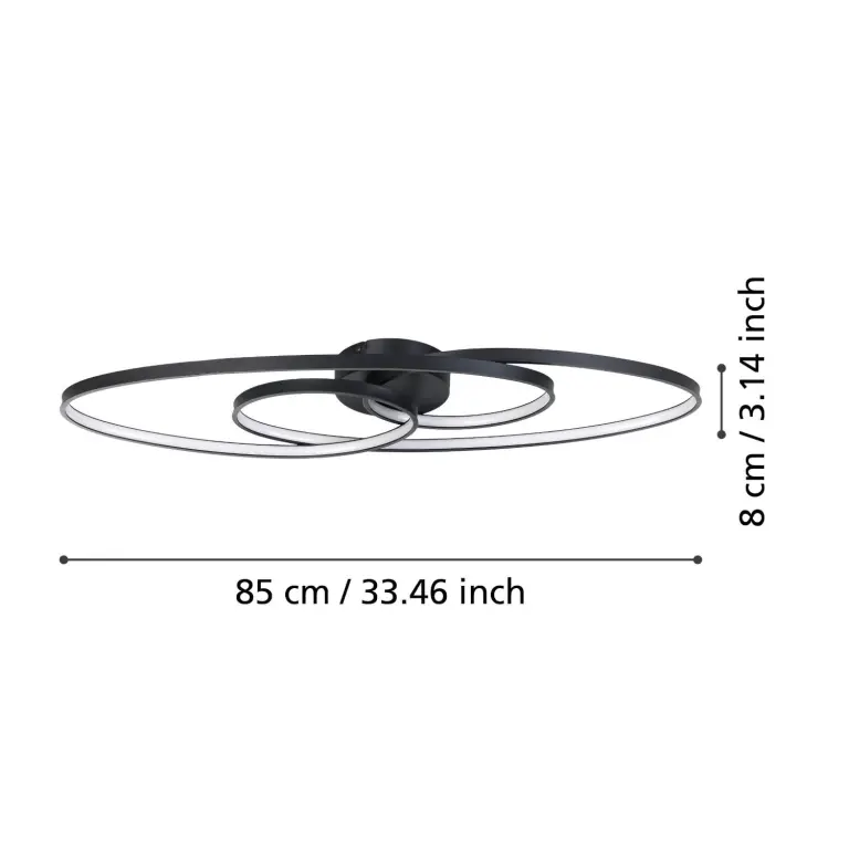 ПЛ LED 36W 3960lm 3000K дим. 880Х335Х210 черно 'GIANELLA'