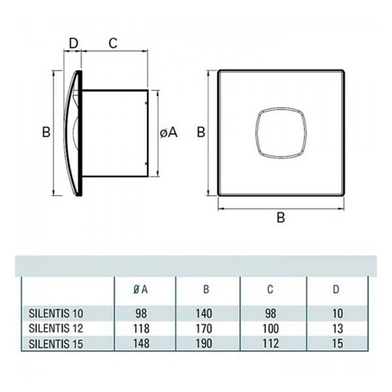 (copy) вентилатор за баня, инокс, cata, silentis inox, ф100, 98 m3/h, 15w, silentis inox10, C01070300