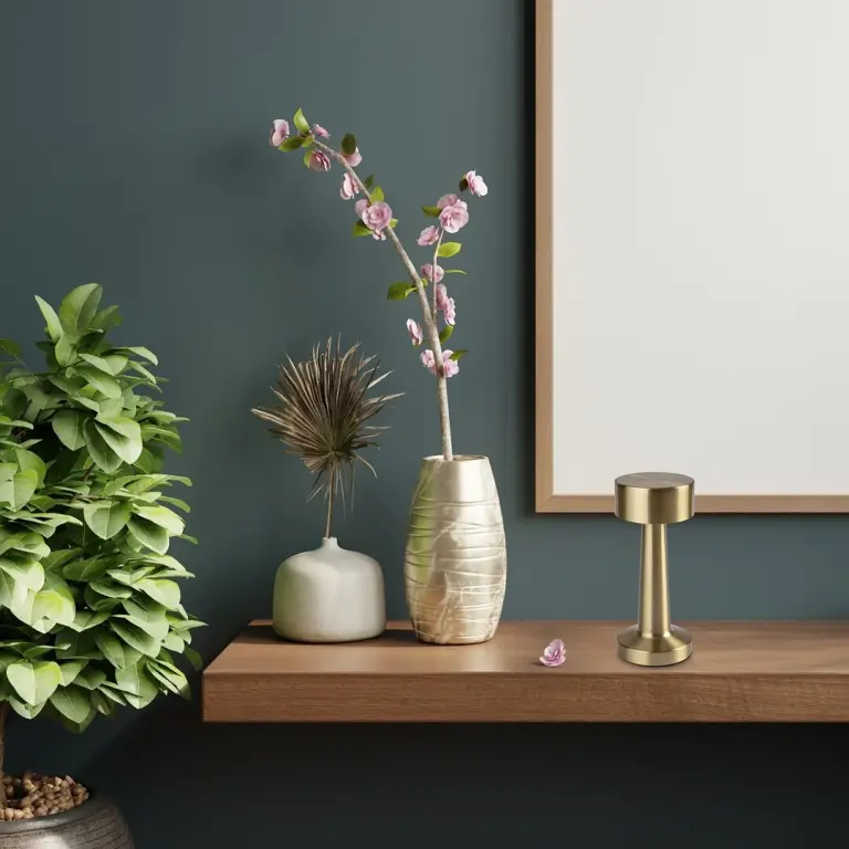 Senan, indoor table lamp, gold metal lam
