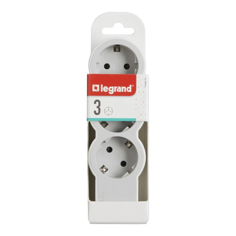 (copy) разклонител 3X2P+E, с кабел 1,5 метра, бял, Standard NEW, legrand, 694549