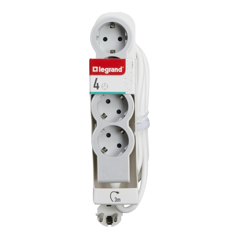 (copy) разклонител 4X2P+E, с кабел 1,5 метра, бял, Standard NEW, legrand, 694552