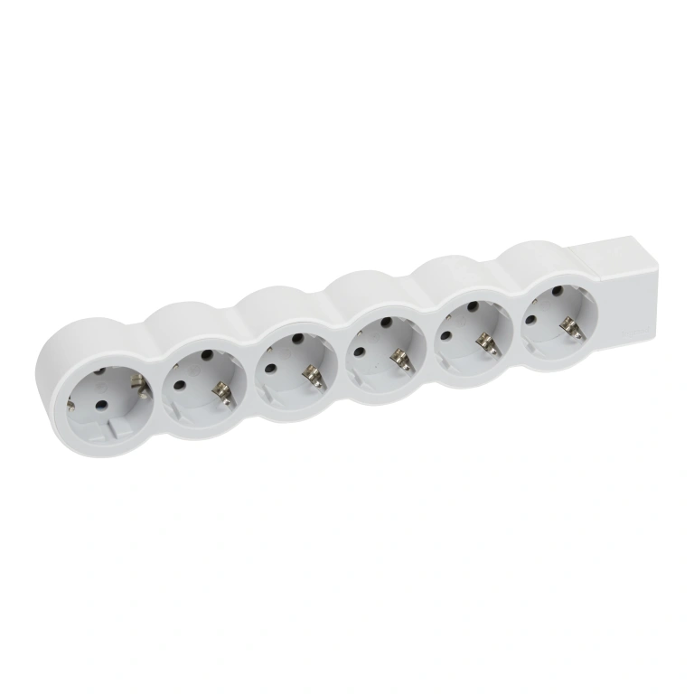Разклонител 6X2P+E, без кабел, бял, Standard NEW, legrand, 694579