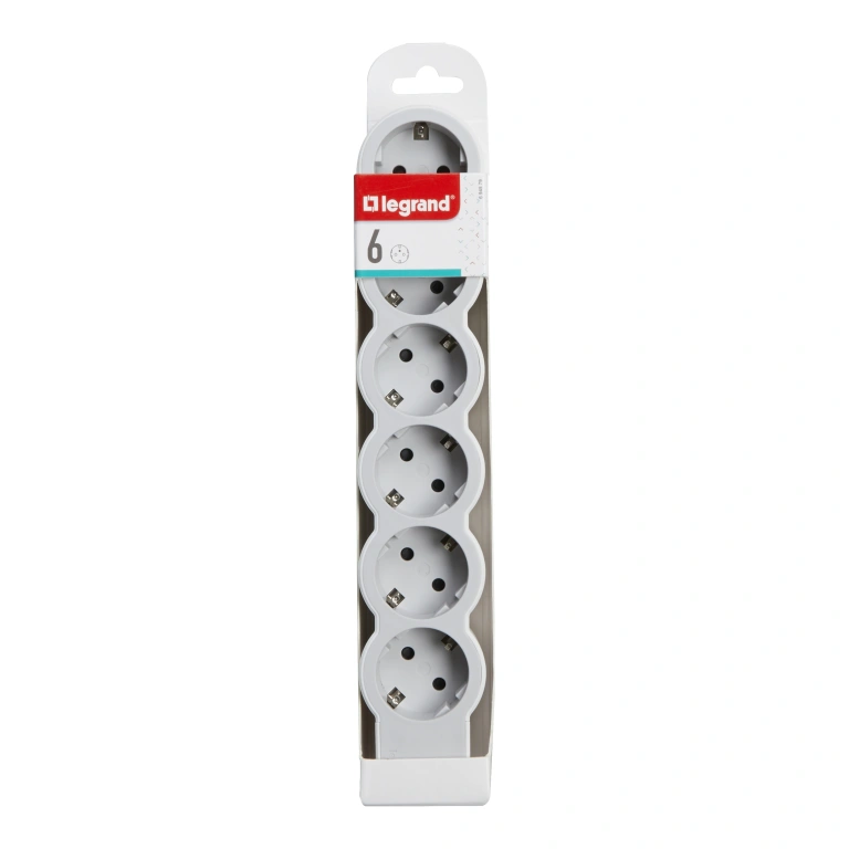 Разклонител 6X2P+E, без кабел, бял, Standard NEW, legrand, 694579