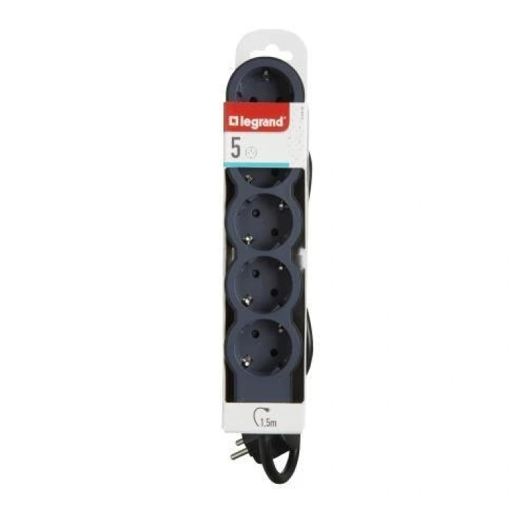 (copy) разклонител 4X2P+E, с кабел 5 метра, черен, Standard NEW, legrand, 694570