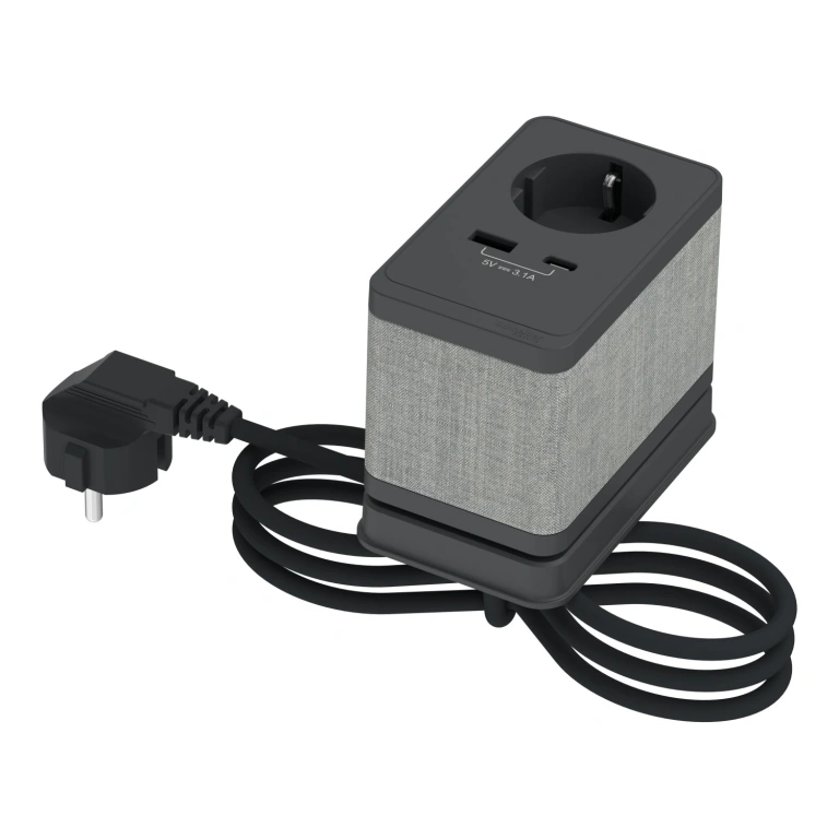 Модул S - контакт Шуко + USB тип А/C, антрацит, schneider