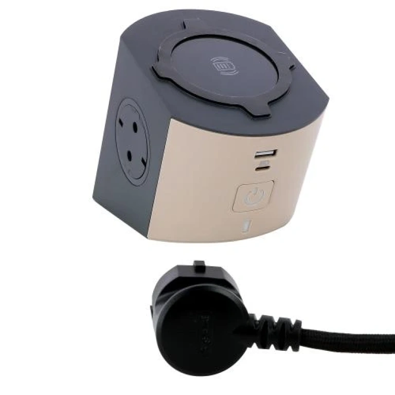 (copy) разклонител 2X2P+E, с кабел 2 метра и безжично зарядно, бял, 10w и usb a+c за 15W, Corner NEW, legrand, 694506
