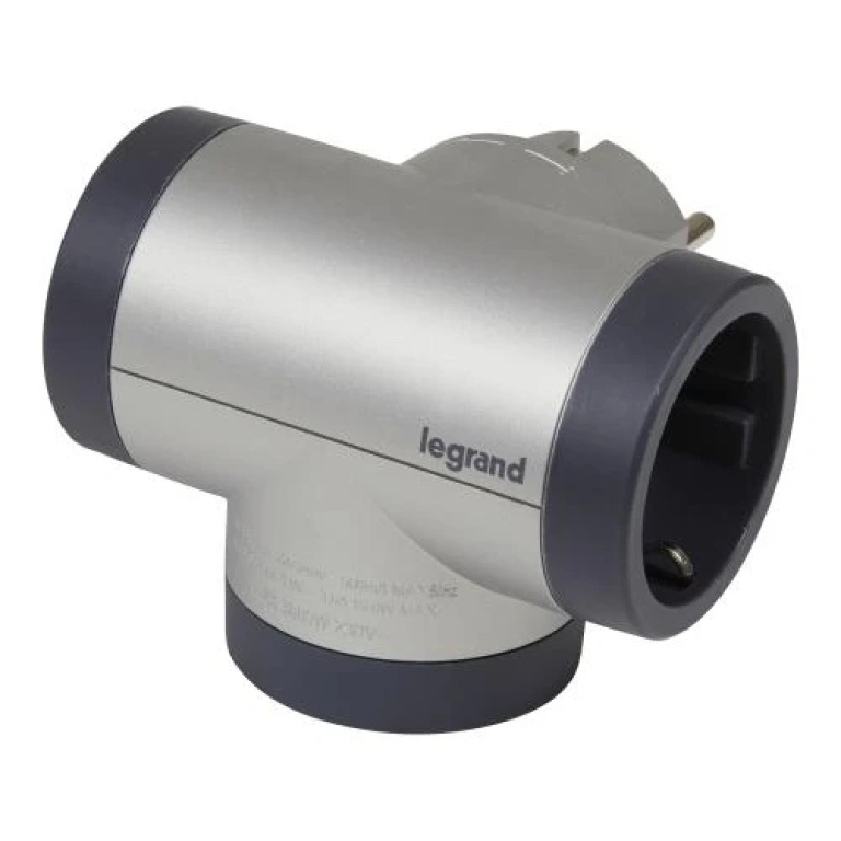 Адаптер за контакт 2х шуко и usb a+c, t-образен, въртящ, алуминий, NEW legrand, 694524