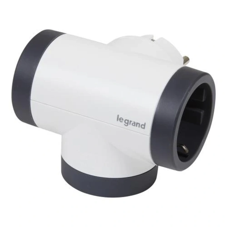 Адаптер за контакт 2х шуко и usb a+c, t-образен, въртящ, бял, NEW legrand, 694522