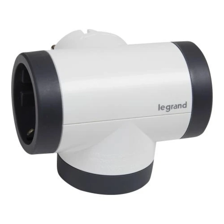 Адаптер за контакт 2х шуко и usb a+c, t-образен, въртящ, бял, NEW legrand, 694522